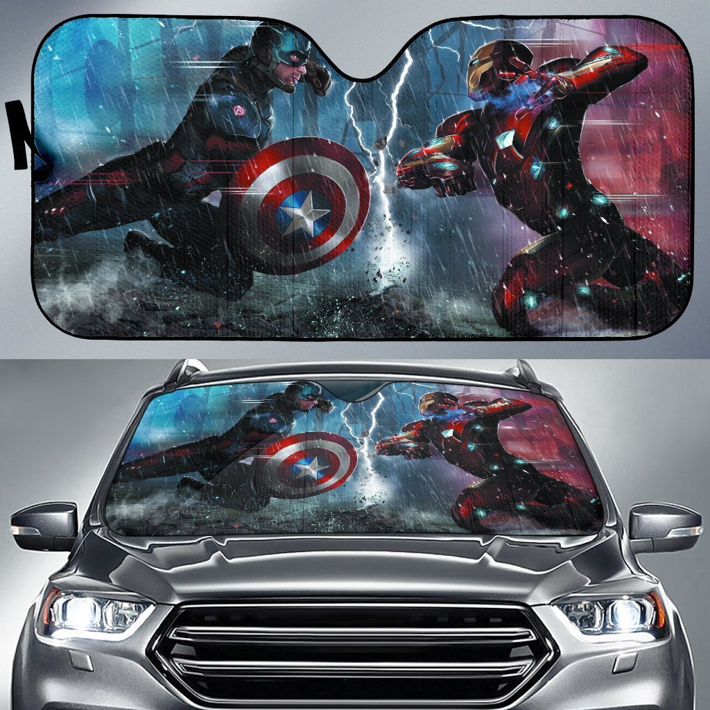 Captain america vs Iron mans Car Auto Sun Shade Captain america vs Iron mans Car Auto Sun Shade
