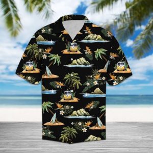 Caravan Palm Hawaiian Shirt Summer Button Up