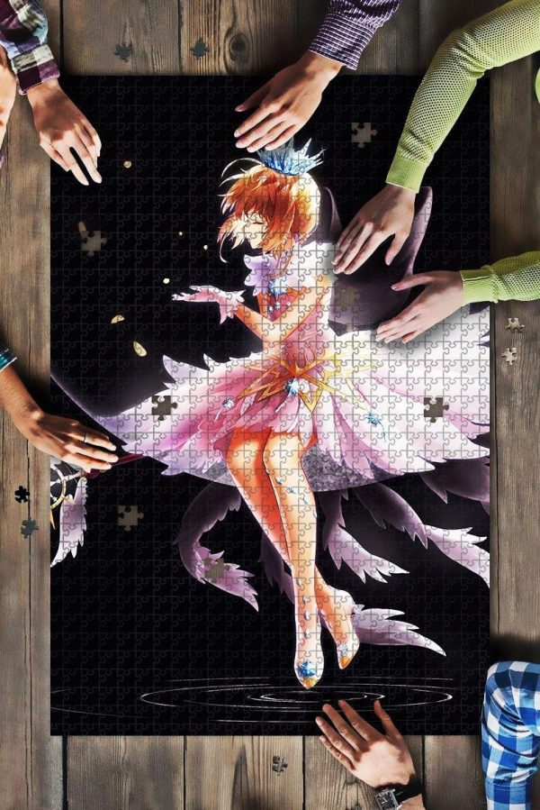 Cardcaptor Sakura Anime Girl Dark Background Angel Jigsaw Puzzle Set