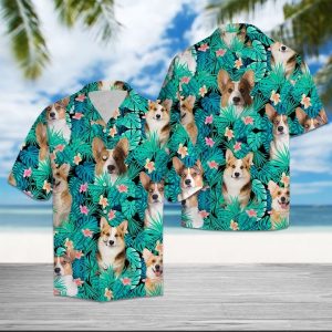 Cardigan Welsh Corgi Tropical Hawaiian Shirt Summer Button Up