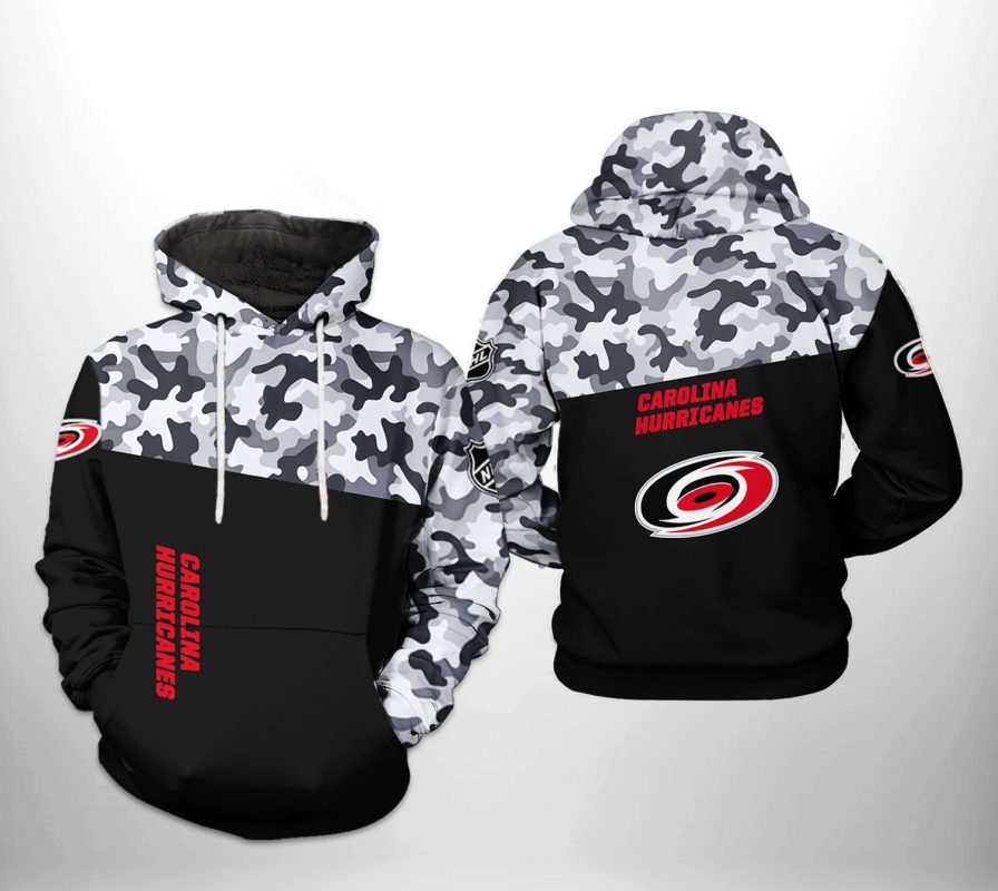 Carolina Hurricanes NHL Camo Veteran 3D Printed Hoodie/Zipper Hoodie