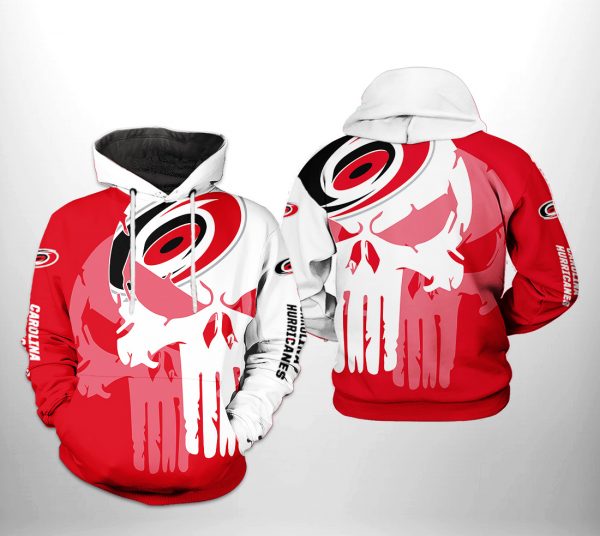 Carolina Hurricanes NHL Team Skull 3D Printed Hoodie/Zipper Hoodie
