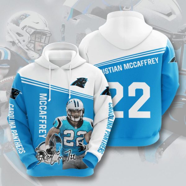 Carolina Panthers Christian McCaffrey NFL White Blue Light 3D Printed Hoodie/Zipper Hoodie