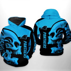 Carolina Panthers NFL Skull 3D Printed Hoodie/Zipper Hoodie
