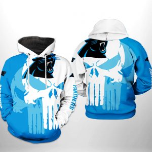 Carolina Panthers NFL Team Skull 3D Printed Hoodie/Zipper Hoodie