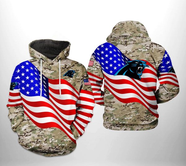 Carolina Panthers NFL US Flag Camo Veteran Team 3D Printed Hoodie/Zipper Hoodie