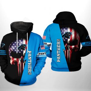 Carolina Panthers NFL US Flag Skull Team 3D Printed Hoodie/Zipper Hoodie