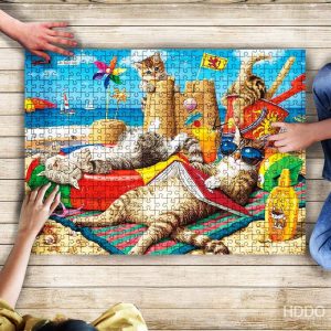 Cat Beach Jigsaw Puzzle Set