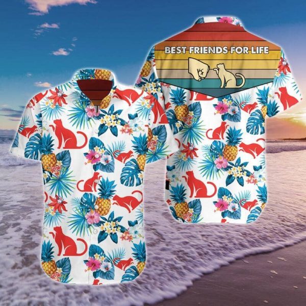 Cat Best Friends For Life Hawaiian Shirt Summer Button Up