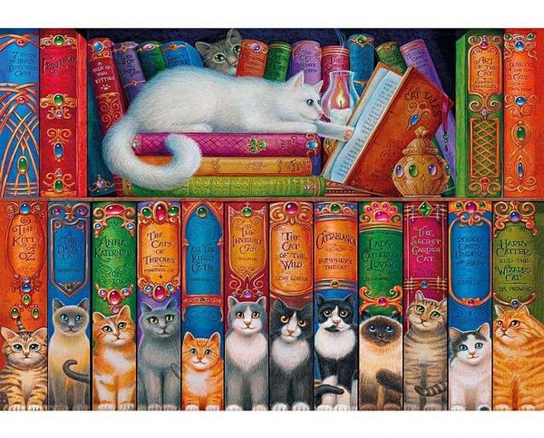 Cat Bookshelf Jigsaw Puzzle Set
