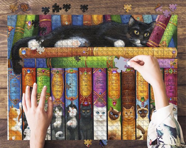 Cat Bookshelf Jigsaw Puzzle Set