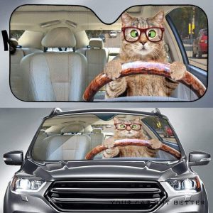 Cat Driving Car Auto Sun Shade