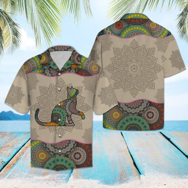 Cat Mandala Hawaiian Shirt Summer Button Up