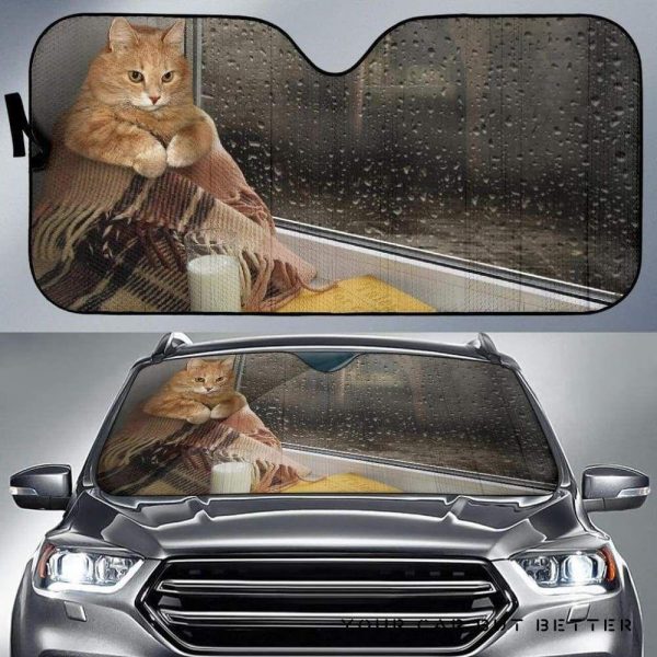 Cat Milk Book Window Car Auto Sun Shade