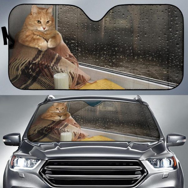 Cat Milk Book Windows Car Auto Sun Shade