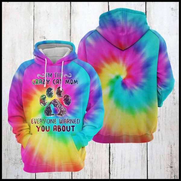 Cat Mom Tie Dye 3D Printed Hoodie/Zipper Hoodie