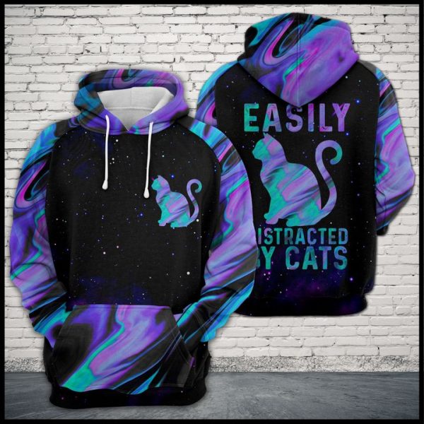 Cat Purple Color 3D Printed Hoodie/Zipper Hoodie