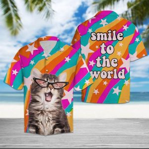 Cat Smile To The World Hawaiian Shirt Summer Button Up