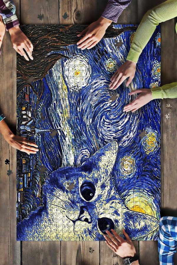 Cat Starry Night Jigsaw Puzzle Set