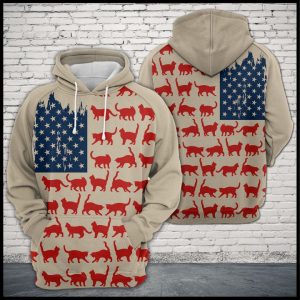 Cat Usa Flag 3D Printed Hoodie/Zipper Hoodie