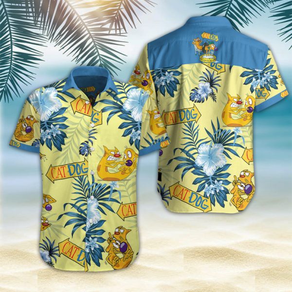 Catdog Hawaiian Shirt Summer Button Up