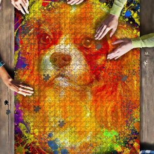 Cavalier King Charles Spaniel Dog Colorful Jigsaw Puzzle Set