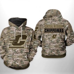 Central Michigan Chippewas NCAA Camo Veteran 3D Printed Hoodie/Zipper Hoodie