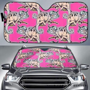 Chameleon Lizard Pattern Pink Car Auto Sun Shade