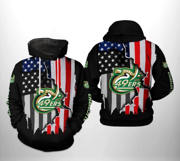 Charlotte 49ers NCAA US Flag 3D Printed Hoodie/Zipper Hoodie