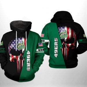 Charlotte 49ers NCAA US Flag Skull 3D Printed Hoodie/Zipper Hoodie