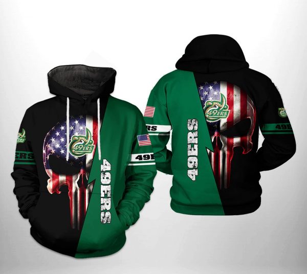 Charlotte 49ers NCAA US Flag Skull 3D Printed Hoodie/Zipper Hoodie