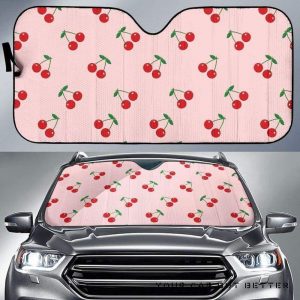 Cherry Pattern Pink Car Auto Sun Shade