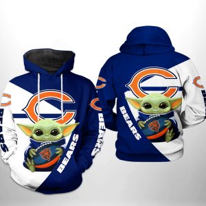 Chicago Bears NFL Baby Yoda Team 3D Printed Hoodie/Zipper Hoodie