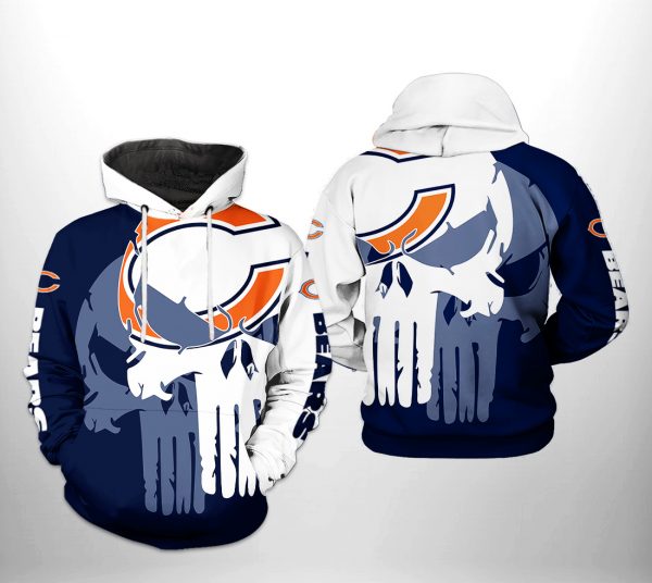 Chicago Bears NFL Team Skull 3D Printed Hoodie/Zipper Hoodie