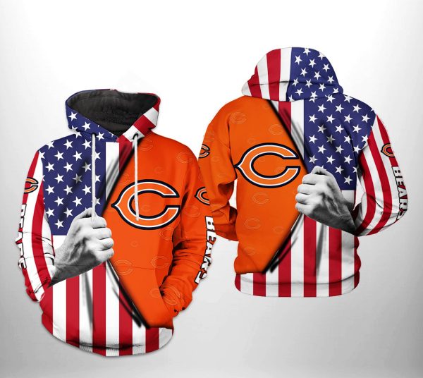 Chicago Bears NFL US Flag Team 3D Printed Hoodie/Zipper Hoodie