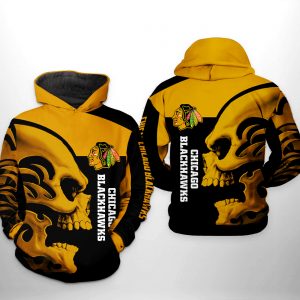 Chicago Blackhawks NHL Skull 3D Printed Hoodie/Zipper Hoodie