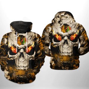 Chicago Blackhawks NHL Skull 3D Printed Hoodie/Zipper Hoodie