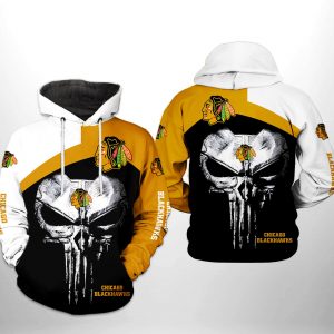 Chicago Blackhawks NHL Skull Punisher 3D Printed Hoodie/Zipper Hoodie