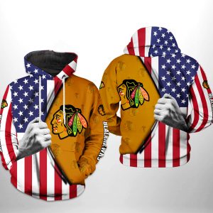 Chicago Blackhawks NHL US FLag 3D Printed Hoodie/Zipper Hoodie