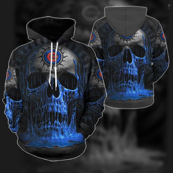 Chicago Cubs MLB Skull 3D Printed Hoodie/Zipper Hoodie