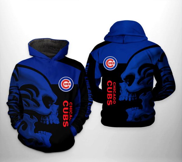 Chicago Cubs MLB Skull 3D Printed Hoodie/Zipper Hoodie