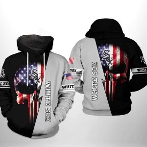 Chicago White Sox MLB US Flag Skull 3D Printed Hoodie/Zipper Hoodie