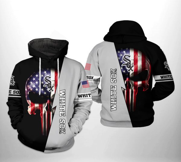 Chicago White Sox MLB US Flag Skull 3D Printed Hoodie/Zipper Hoodie