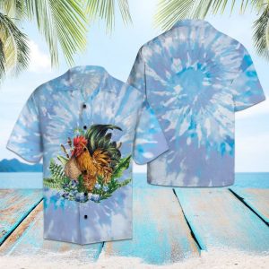 Chicken Tie Dye Hawaiian Shirt Summer Button Up