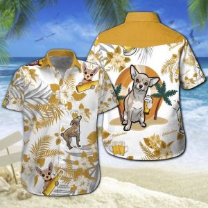 Chihuahua Beer Hawaiian Shirt Summer Button Up