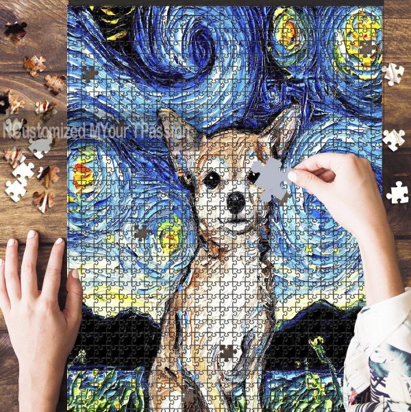 Chihuahua Starry Night, Chihuahua Jigsaw Puzzle Set