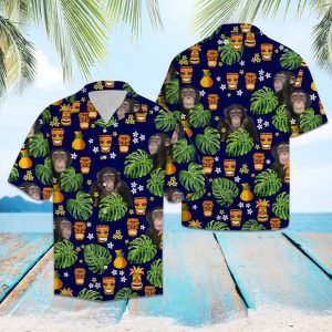 Chimpanzee Native Tropical Hawaiian Shirt Summer Button Up