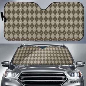 Chocolate Argyle Car Auto Sun Shade