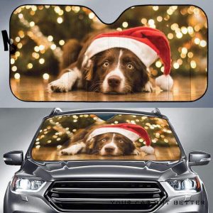 Christmas New Year Cute Dog 1 Car Auto Sun Shade