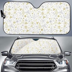 Christmas Tree Christmas Element Silver Gold Pattern Car Auto Sun Shade